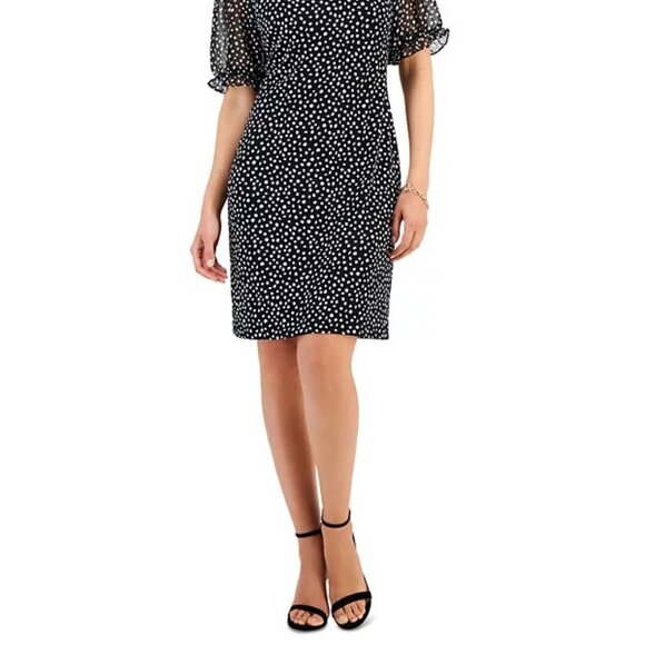 Connected Women's Puff-Sheer-Sleeve Sheath Dress Black - Picture 5 of 5